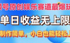 视频号原创娱乐赛道最爆玩法,单日收益无上限,视频制作简单,小白也能...