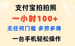 支付宝拍拍照 一小时100+ 无任何门槛  多劳多得 一台手机轻松操作
