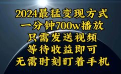 一分钟700W播放，暴力变现，轻松实现日入3000K月入10W