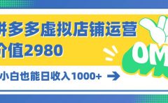 拼多多虚拟店铺运营:小白也能日收入1000+