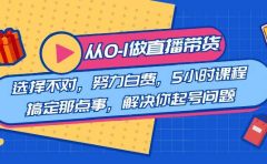 教您从0-1做直播带货：选择不对，努力白费，5小时课程搞定那点事，解决你起号问题