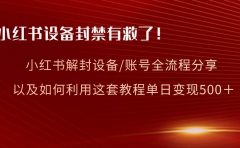 小红书设备及账号解封全流程分享,亲测有效,以及如何利用教程变现