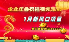 1月新风口项目，有嘴就能做，企业年会祝福视频定制，单日轻松收益20000+