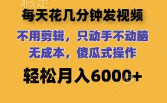 每天花几分钟发视频 无需剪辑 动手不动脑 无成本 傻瓜式操作 轻松月入6...