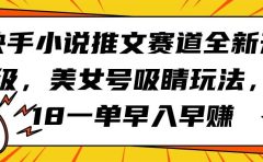 快手小说推文赛道全新升级，美女号吸睛玩法，18一单早入早赚