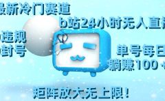 最新冷门赛道,b站24小时无人直播,0违规0封号,单号每日躺赚100+,矩阵放大无上限!