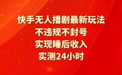 快手无人播剧最新玩法，实测24小时不违规不封号，实现睡后收入