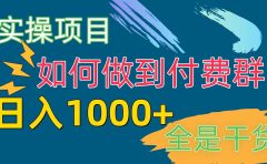 [实操项目]付费群赛道，日入1000+