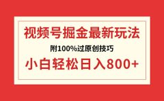 视频号掘金,小白轻松日入800+(附100%过原创技巧)