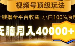 视频号顶级玩法，无脑月入40000+，一键撸全平台收益，纯小白也能100%原创