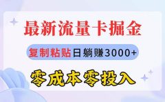 最新流量卡代理掘金，复制粘贴日赚3000+，零成本零投入，新手小白有手就行