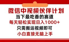 微信中视频伙伴计划，仅靠搬运就能轻松实现日入500+，关键操作还简单，...