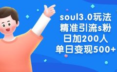 soul3.0玩法精准引流s粉，日加200人单日变现500+