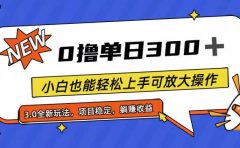 全程0撸,单日300+,小白也能轻松上手可放大操作