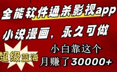 全能软件通杀影视app小说漫画，超级蓝海，小白靠这个月赚了30000+永久可玩