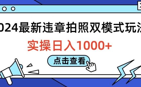 2024最新违章拍照双模式玩法，实操日入1000+