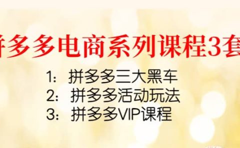 拼多多电商系列课程3套：拼多多三大黑车+拼多多活动玩法+拼多多VIP课程