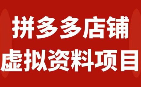 拼多多店铺虚拟项目，教科书式操作玩法，轻松月入1000+