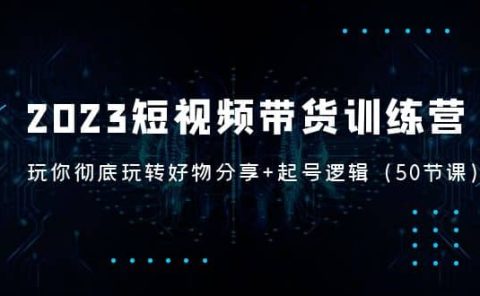 2023短视频带货训练营：带你彻底玩转好物分享+起号逻辑（50节课）