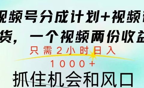 视频号橱窗带货， 10分钟一个视频， 2份收益，日入1000+