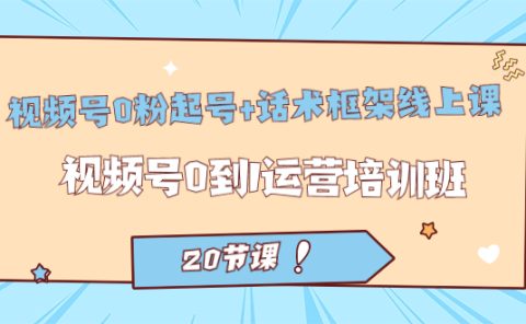 视频号·0粉起号+话术框架线上课：视频号0到1运营培训班（20节课）