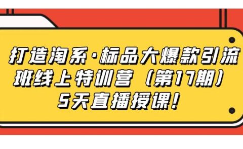 打造淘系·标品大爆款引流班线上特训营5天直播授课！