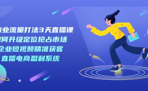 新商业-流量打法3天直播课：定位抢占市场 企业短视频获客 直播电商盈利系统