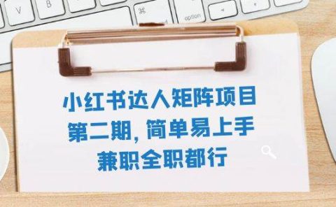 小红书达人矩阵项目第二期，简单易上手，兼职全职都行（11节课）