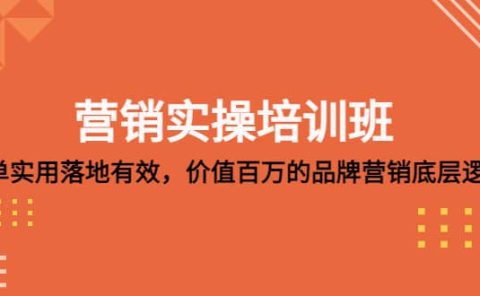 营销实操培训班：简单实用-落地有效，价值百万的品牌营销底层逻辑
