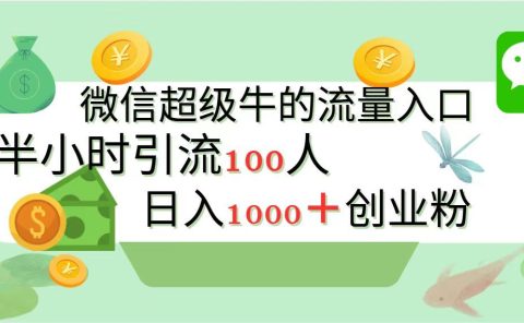 新的引流变现阵地,微信超级牛的流量入口,半小时引流100人,日入1000+创业粉