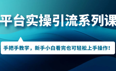 多平台实操引流系列课程，手把手教学，新手小白看完也可轻松上手引流操作