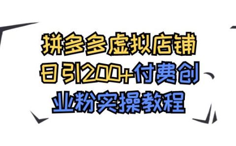 拼多多虚拟店铺日引200+付费创业粉实操教程