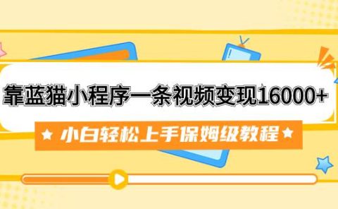 靠蓝猫小程序一条视频变现16000+小白轻松上手保姆级教程(附166G资料素材)