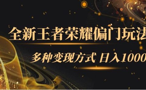 全新王者荣耀偏门玩法，多种变现方式 一天1000+小白闭眼入（附1000G教材）
