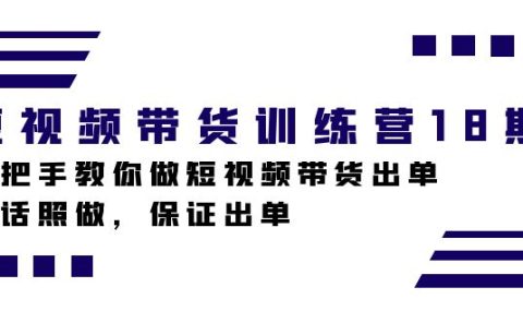 短视频带货训练营18期，手把手教你做短视频带货出单，听话照做，保证出单