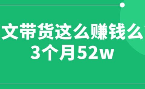 图文带货这么赚钱么? 3个月52W 图文带货运营加强课