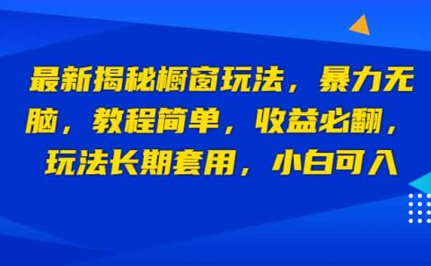 最新揭秘橱窗玩法，暴力无脑，收益必翻，玩法长期套用，小白可入