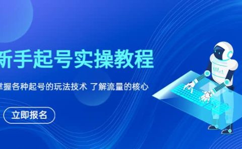 新手起号实操教程,掌握各种起号的玩法技术,了解流量的核心
