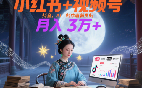 小红书+视频号+抖音,AI轻松制作唐朝贵妇IP,毒鸡汤、励志、减肥瘦身、养生赛道轻松切入,每天30分钟,轻松产出N条,月入3万+