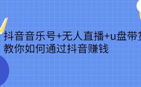 抖音音乐号+无人直播+u盘带货，教你如何通过抖音赚钱