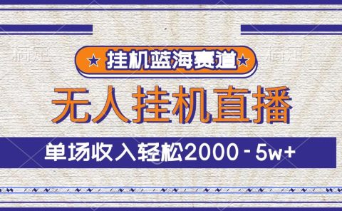 挂机蓝海赛道，无人挂机直播，单场收入轻松2000-5w+