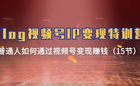 Vlog 视频号IP变现特训营，普通人如何通过视频号变现赚钱（15节）