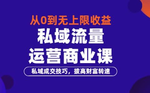 从0到无上限收益的《私域流量运营商业课》私域成交技巧,拔高财富转速
