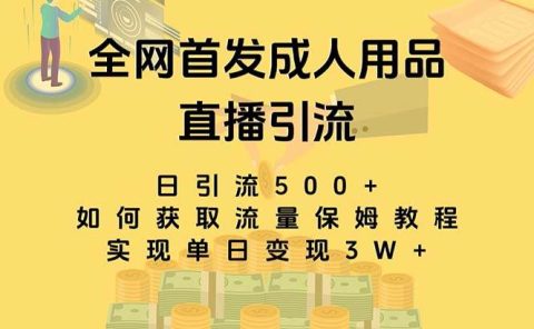 最新全网独创首发，成人用品直播引流获客暴力玩法，单日变现3w保姆级教程