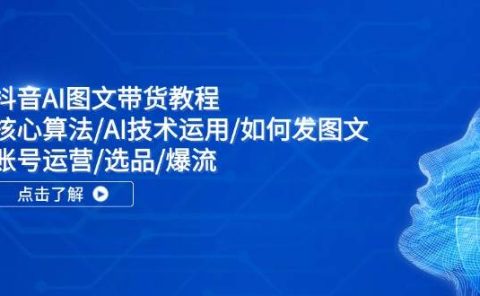 抖音AI图文带货教程：核心算法/AI技术运用/如何发图文/账号运营/选品/爆流