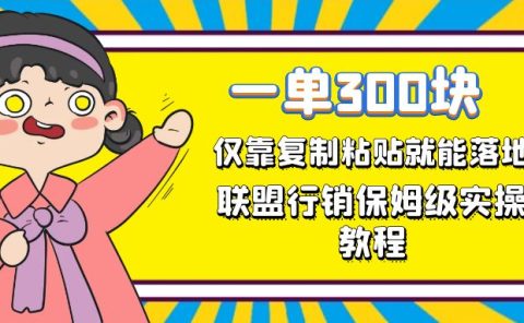 一单轻松300元，仅靠复制粘贴，每天操作一个小时，联盟行销保姆级出单教程