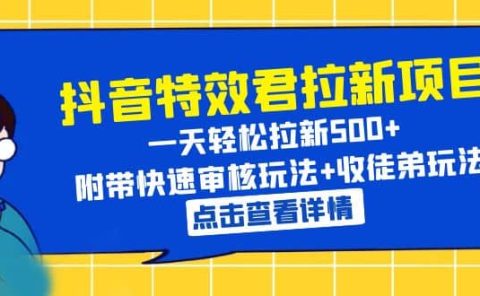 抖音特效君拉新项目 一天轻松拉新500+ 附带快速审核玩法+收徒弟玩法