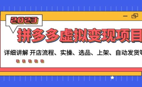 拼多多虚拟变现项目：讲解开店流程-实操-选品-上架-自动发货等(无水印)