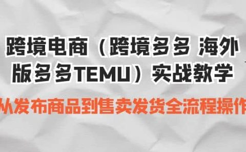 跨境电商（跨境多多 海外版多多TEMU）实操教学 从发布商品到售卖发货全流程