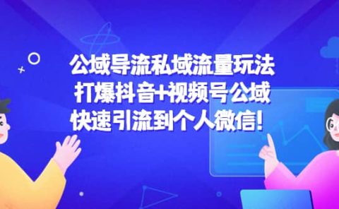 公域导流私域流量玩法：打爆抖音+视频号公域